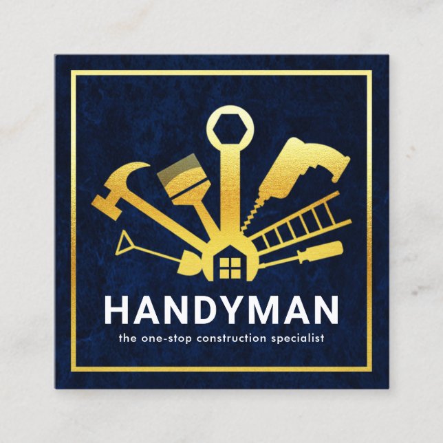 Carte De Visite Carré Gold Handyman Tools Frame (Devant)