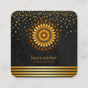 Carte De Visite Carré Gold Lotus Flower Confetti Yoga Spa de méditation