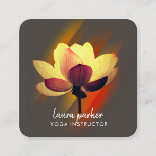 Carte De Visite Carré Gold Lotus Flower Yoga Instructeur Aquarelle Art
