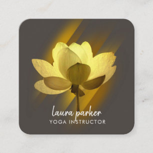 Carte De Visite Carré Gold Lotus Flower Yoga Instructeur Aquarelle Art
