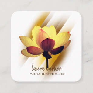Carte De Visite Carré Gold Lotus Flower Yoga Instructeur Aquarelle Art