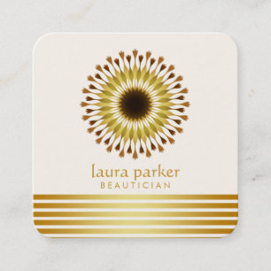 Carte De Visite Carré Gold Lotus Flower Yoga Méditation Spa de santé