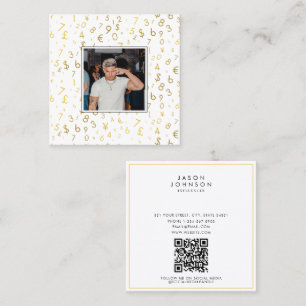 Carte De Visite Carré Gold Luxury Numéro & Devise Influencer Photo