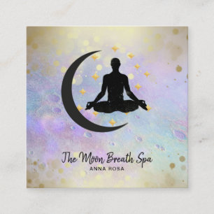 Carte De Visite Carré *~* Gold Man + Moon Yoga Méditation Mindfulness