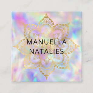 Carte De Visite Carré Gold Mandala Lotus Pastel Enseignant de yoga Gradi