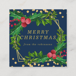 Carte De Visite Carré Gold Marine Famille Joyeux Noël Holly Parties scin