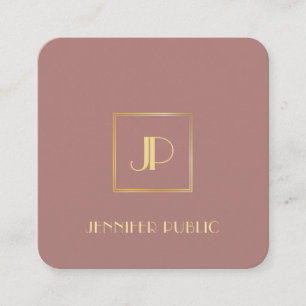 Carte De Visite Carré Gold Monogramme Moderne Élégant Luxe Modèle