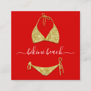 Carte De Visite Carré Gold Red Lingerie Beach Costume Sous-vêtements Sho