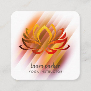 Carte De Visite Carré Gold Rose Lotus Fleur Yoga Instructeur Zen Art