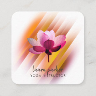 Carte De Visite Carré Gold Rose Lotus Fleur Yoga Instructeur Zen Art