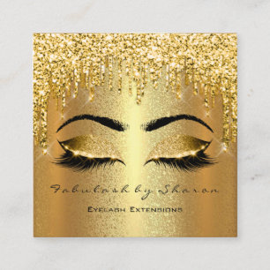 Carte De Visite Carré Gold Spark Artiste Lashes Logo Lux