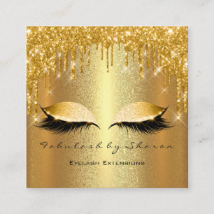 Carte De Visite Carré Gold Spark Artiste Lashes Logo Lux