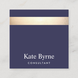 Carte De Visite Carré Gold Stried Moderne Stylish Marine Bleu