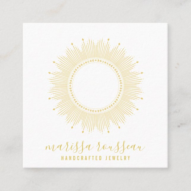 Carte De Visite Carré Gold Sun Faux Foil Mandala Jewelry Designer (Devant)