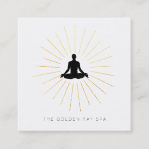 Carte De Visite Carré *~* Gold Sun Rays Man Meditation Yoga Pose