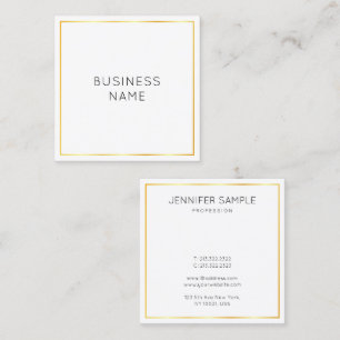 Carte De Visite Carré Gold White Moderne Elegant Simple Entreprise