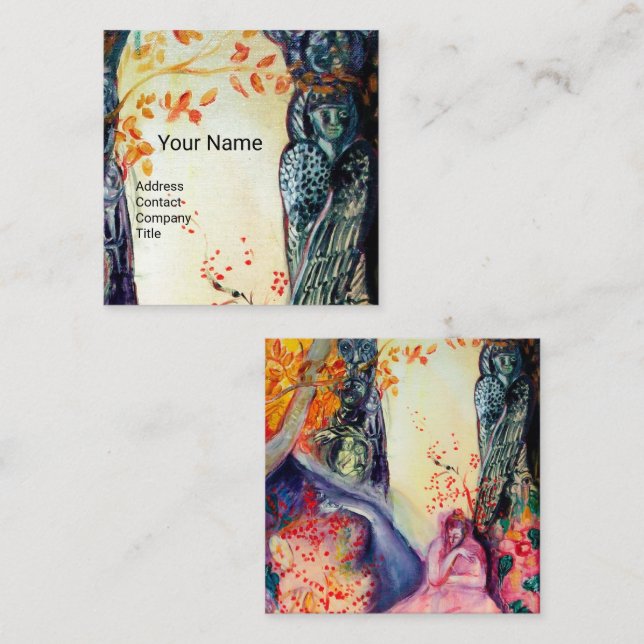 Carte De Visite Carré GOLDEN DREAM Yoga Instructeur, Méditation, Jardin  (Devant / Derrière)