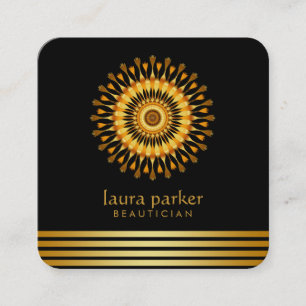 Carte De Visite Carré Golden Lotus Flower Yoga Méditation Spa de santé
