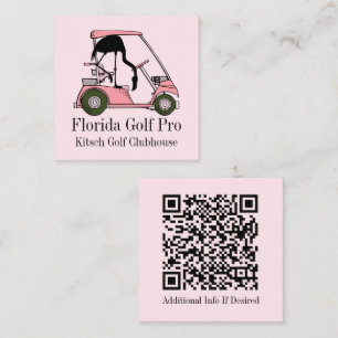 Carte De Visite Carré Golf Club Pastel Flamant rose rose Personnalisé
