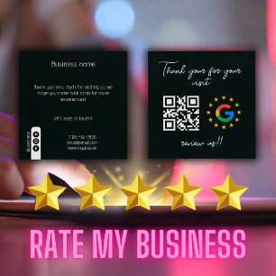 Carte De Visite Carré Google Review My Business Merci Qr Code