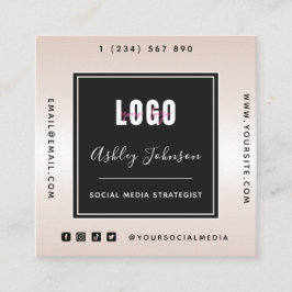 Carte De Visite Carré Gradient métallique Ajouter un logo QR Code et méd