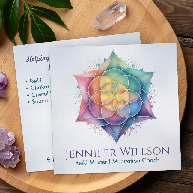 Carte De Visite Carré Graines de vie en Lotus (Créateur téléchargé)