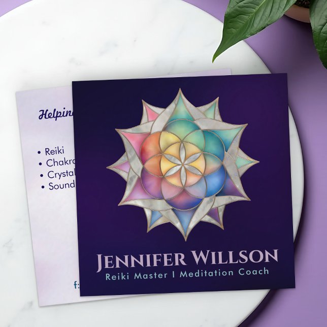 Carte De Visite Carré Graines de vie en Lotus (Créateur téléchargé)