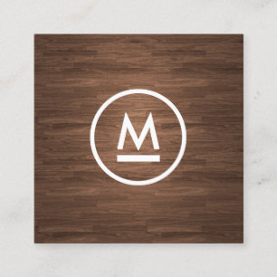 Carte De Visite Carré Grand Monogramme moderne initial sur Carré de bois