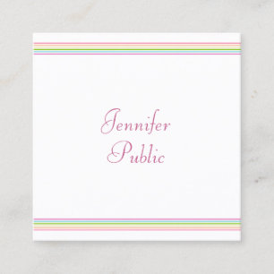 Carte De Visite Carré Grandes couleurs Modèle moderne manuscrite