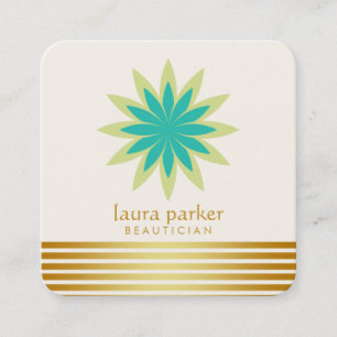 Carte De Visite Carré Green Lotus Flower Yoga Méditation Spa de santé
