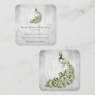 Carte De Visite Carré Green Peacock Mariage et services nuptiaux