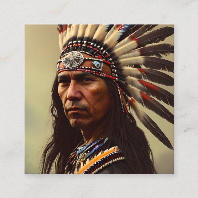 Carte De Visite Carré Guerrier amérindien (Devant)