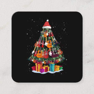 Carte De Visite Carré Guitare Arbre de Noël Drôle