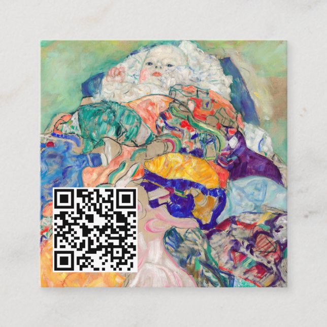 Carte De Visite Carré Gustav Klimt - Baby / Berceau - Code QR (Devant)