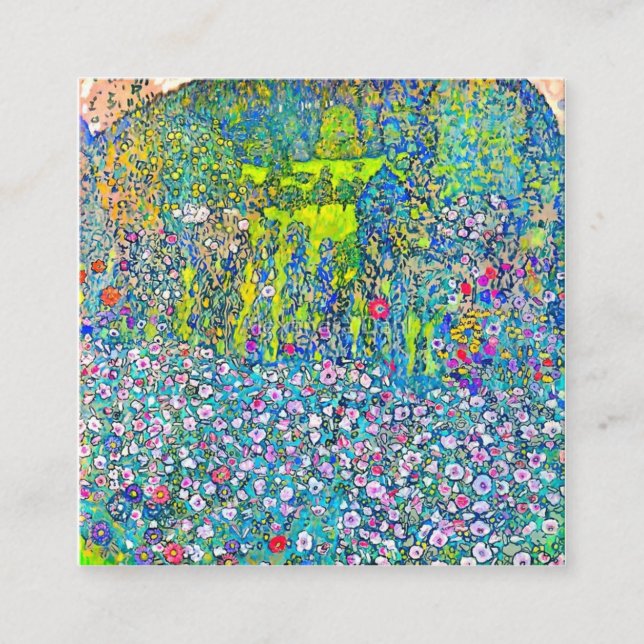 Carte De Visite Carré Gustav Klimt - Paysage Horticole Avec Hillto (Devant)