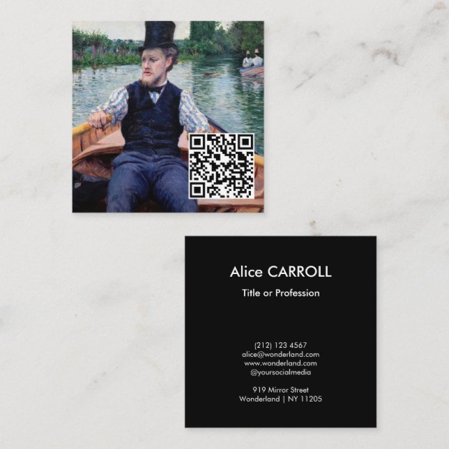 Carte De Visite Carré Gustave Caillebotte - Bateau Party - QR Code (Devant / Derrière)