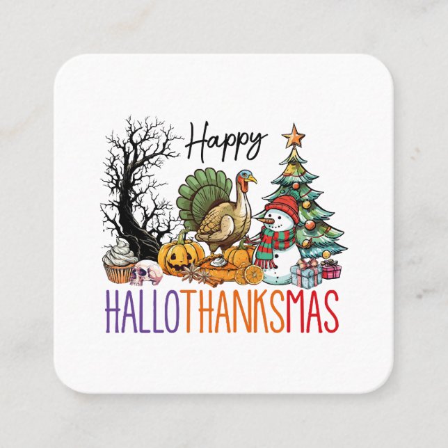 Carte De Visite Carré Hallothanksmas Clipart (Devant)