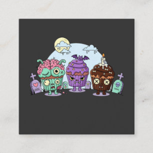 Carte De Visite Carré Halloween de Cupcake Zombie