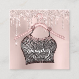 Carte De Visite Carré Hanger de tissu Robe de mode Boutique Rose Parties