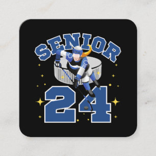 Carte De Visite Carré Hockey sur glace drôle Senior 2024