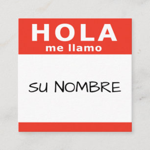 Carte De Visite Carré hola su nombre rojo carré