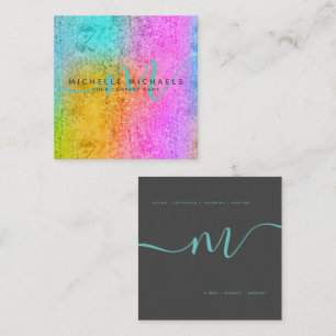 Carte De Visite Carré HoloGlam Hologramme Parties scintillant Monogramme
