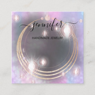 Carte De Visite Carré Holographe de logo personnalisé pour bijoux faits