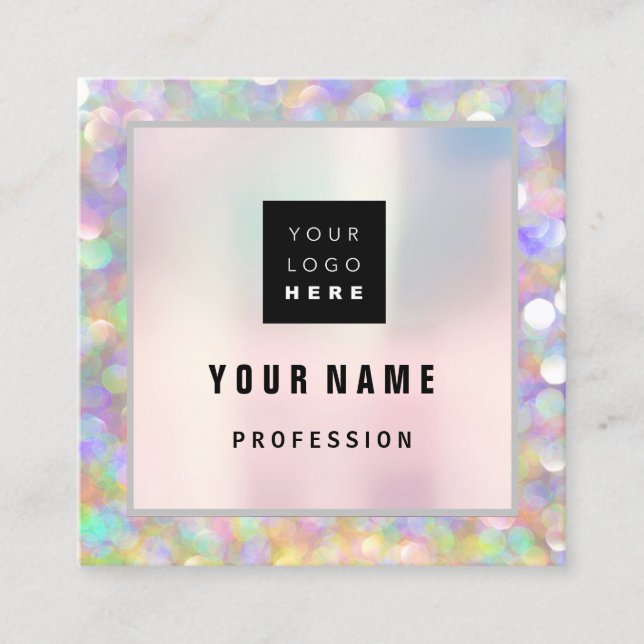 Carte De Visite Carré Holographe de maquillage Holographe unique en coul (Devant)