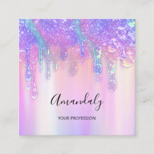 Carte De Visite Carré Holographe Drift Cosmetics Nails Pink Logo Beauté 
