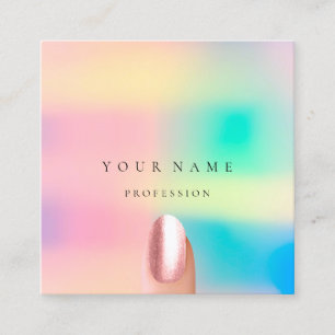 Carte De Visite Carré Holographe Ombre Nails Manicure Professionnelle