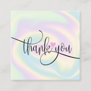 Carte De Visite Carré holographie de script moderne merci pour votre com