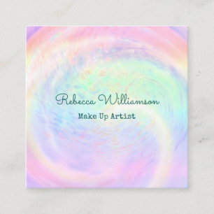 Carte De Visite Carré Holographique Arc-en-ciel esthétique Pastel Swirl 
