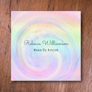Carte De Visite Carré Holographique Arc-en-ciel esthétique Pastel Swirl 