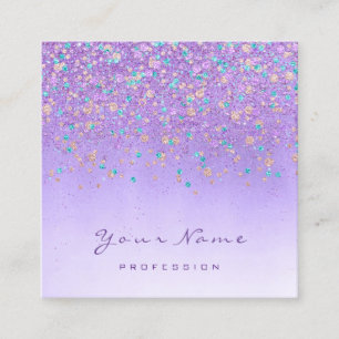 Carte De Visite Carré Holographique Eyelash maquillage violet Confetti O